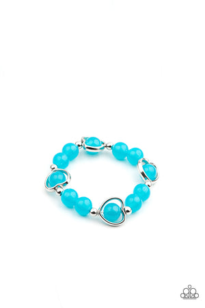 Starlet Shimmer Bracelet - Glassy Beads/Open Face Heart