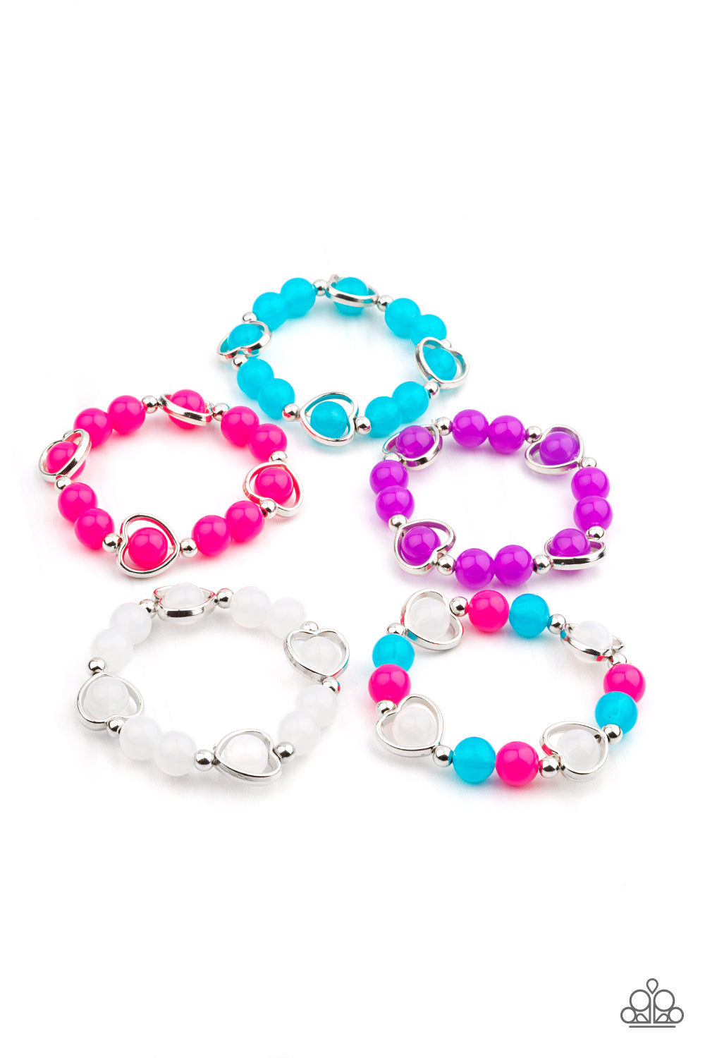 Starlet Shimmer Bracelet - Glassy Beads/Open Face Heart