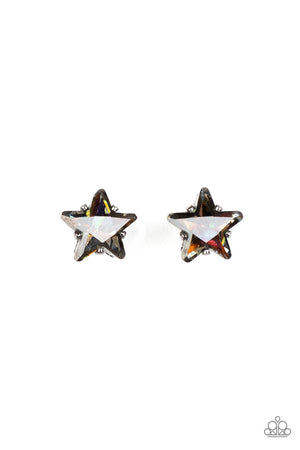 Starlet Shimmer Earrings - Iridescent Oil Spill Rhinestone (Dark Color)