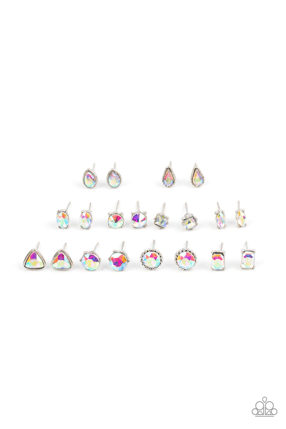 Starlet Shimmer Earrings - Iridescent Rhinestone Shapes