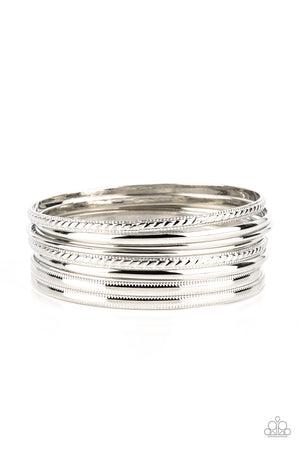 Stackable Shimmer - Silver Bangles