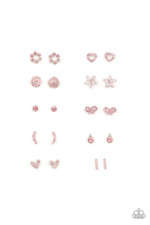 Starlet Shimmer Earrings - Dainty Pink Rhinestones