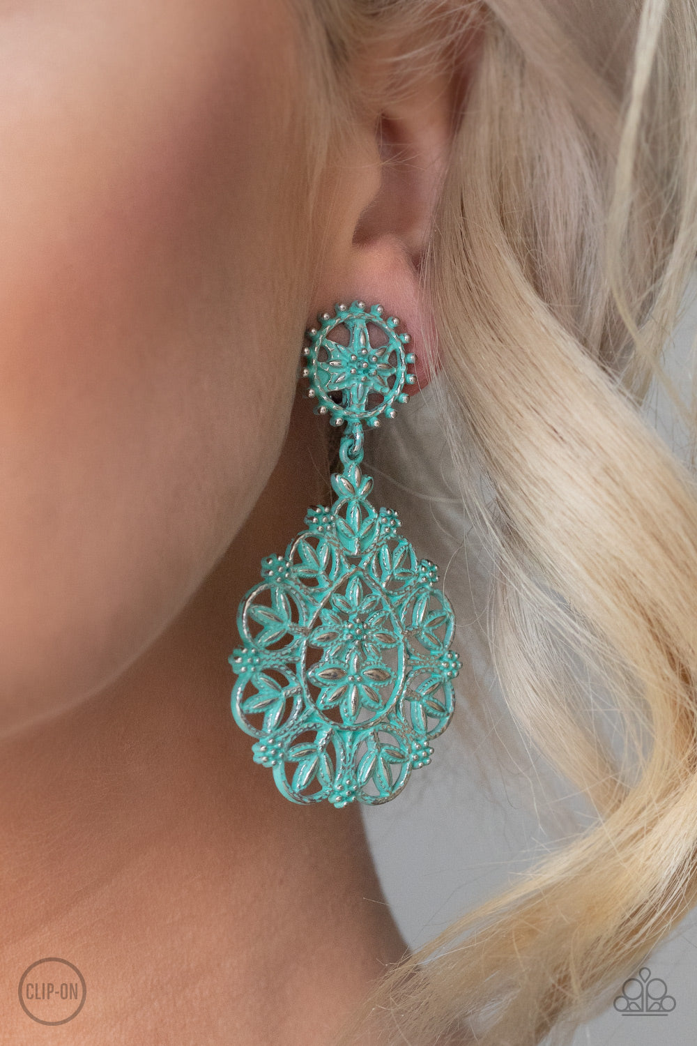 Blissfully Boho - Green Clip-On