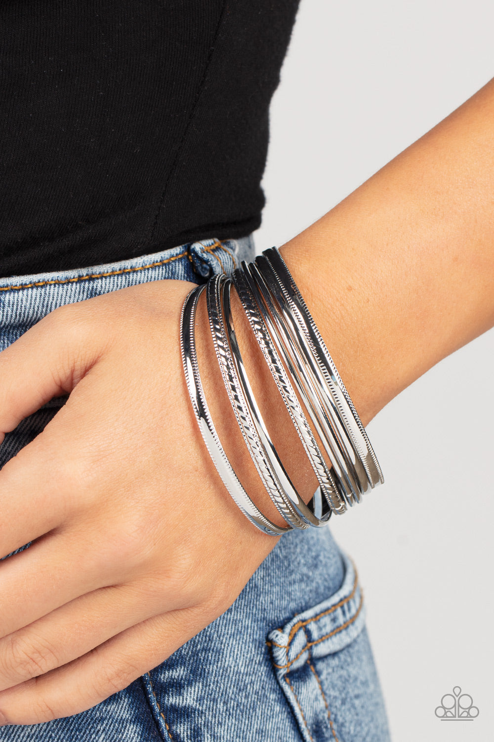 Stackable Shimmer - Silver Bangles