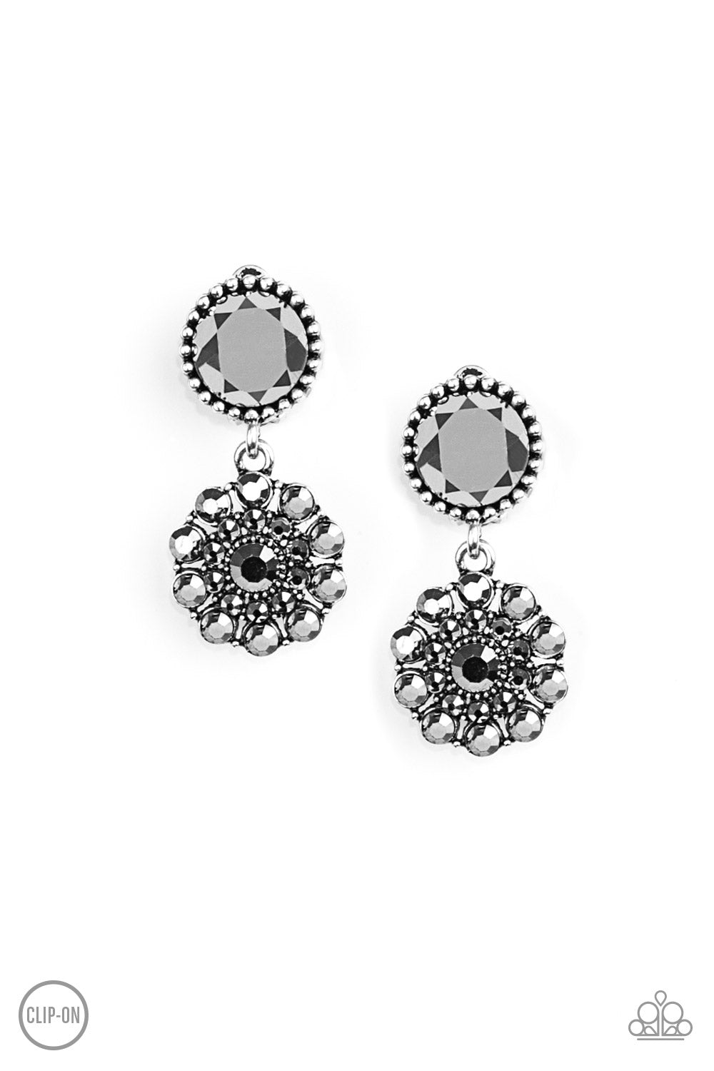 Glittering Gardenias - Silver Clip-On